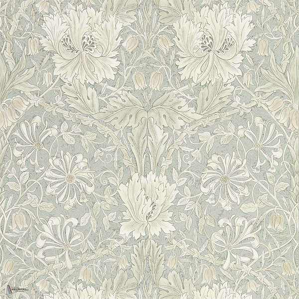 Pure Honeysuckle & Tulip wallpaper in Grey Blue van Morris & Co