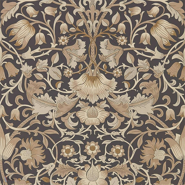 Pure Lodden Tapete in Charcoal/Gold van Morris & Co