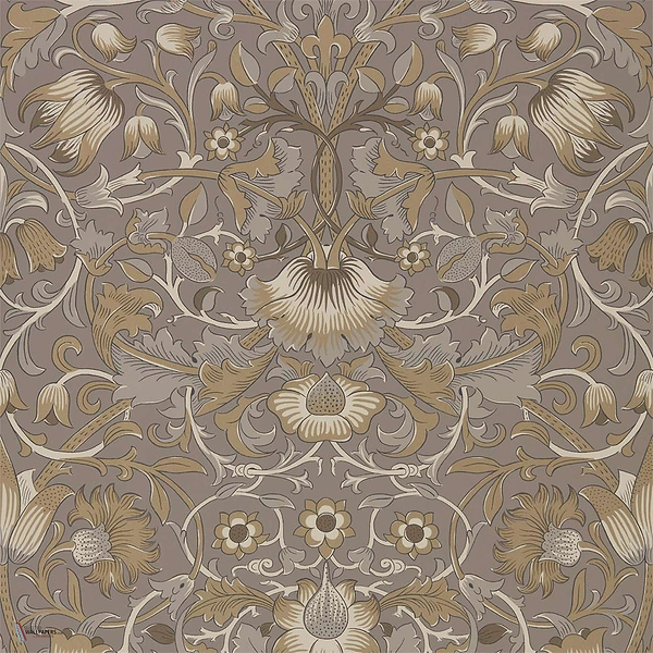 Pure Lodden Tapete in Taupe/Gold van Morris & Co