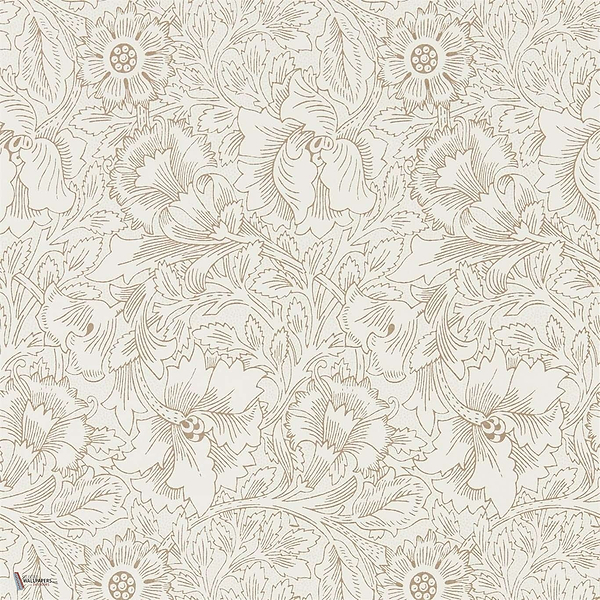 Pure Poppy Tapete in Cream/Gold van Morris & Co