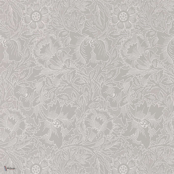 Pure Poppy Tapete in Dove/Chalk van Morris & Co