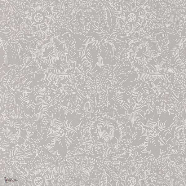 Pure Poppy Tapete in Dove/Chalk van Morris & Co