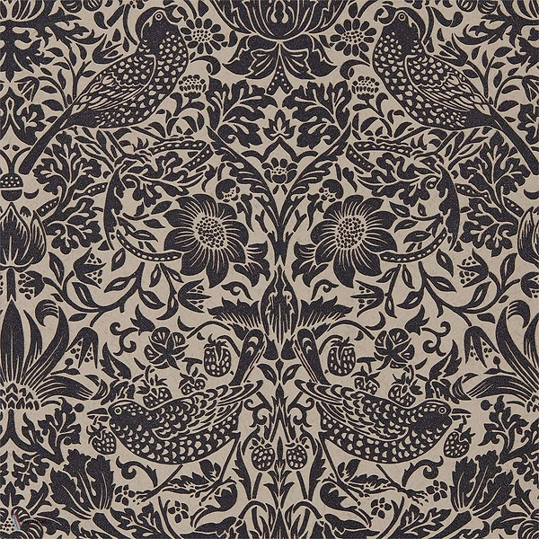 Pure Strawberry Thief wallpaper in Gilver/Graphite van Morris & Co