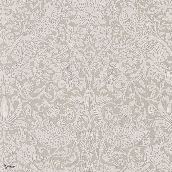 Pure Strawberry Thief wallpaper in Silver/Stone van Morris & Co