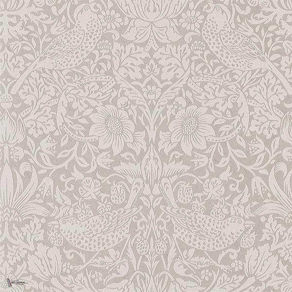 Pure Strawberry Thief wallpaper in Silver/Stone van Morris & Co