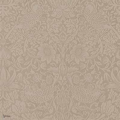 Pure Strawberry Thief wallpaper in Taupe/Gilver van Morris & Co
