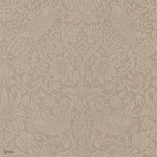 Pure Strawberry Thief wallpaper in Taupe/Gilver van Morris & Co