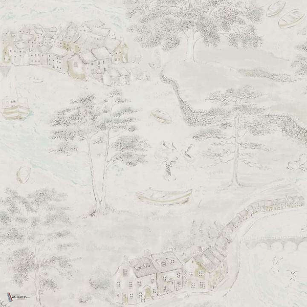 Sea Houses wallpaper in Chalk/Silver van Sanderson
