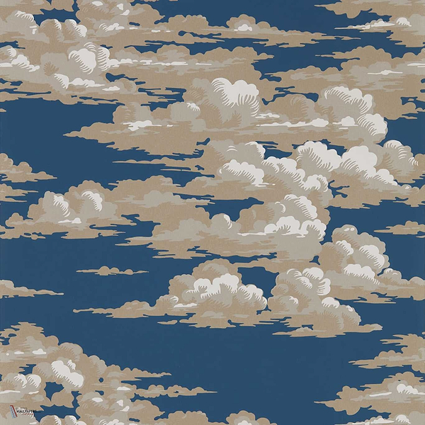 Silvi Clouds Tapete in Yacht Blue van Sanderson