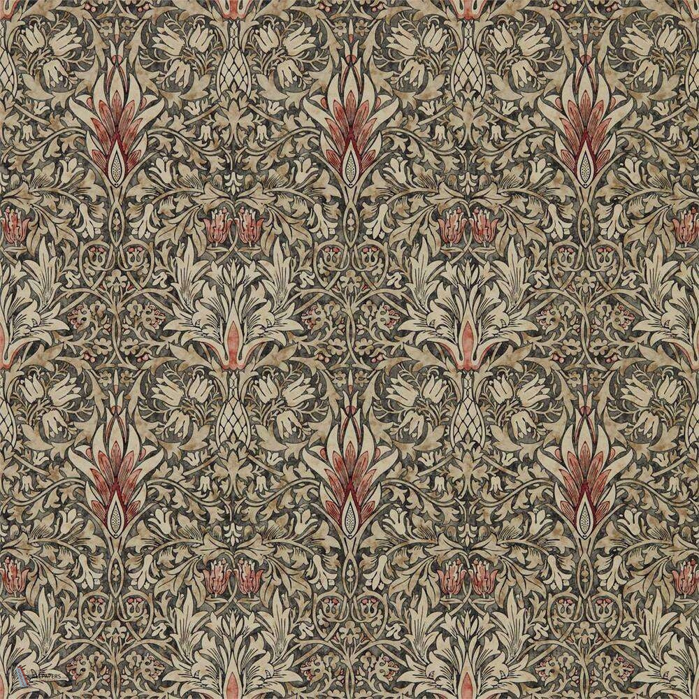 Snakeshead Tapete in Charcoal/Spice van Morris & Co