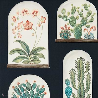 Terrariums wallpaper in Ink/Multi van Sanderson