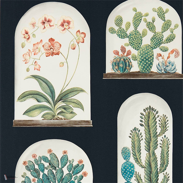 Terrariums wallpaper in Ink/Multi van Sanderson
