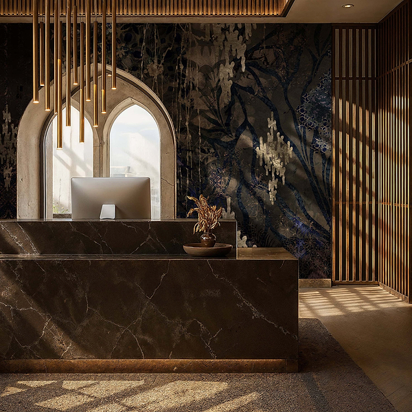 Amara behang in T11101 van Tuskara — interieur