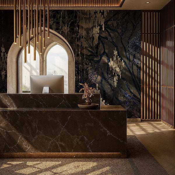 Amara behang in T11101 van Tuskara — interieur