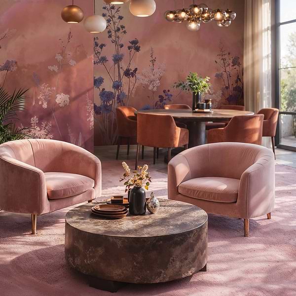 Dust & Petals behang in T11107 van Tuskara — interieur