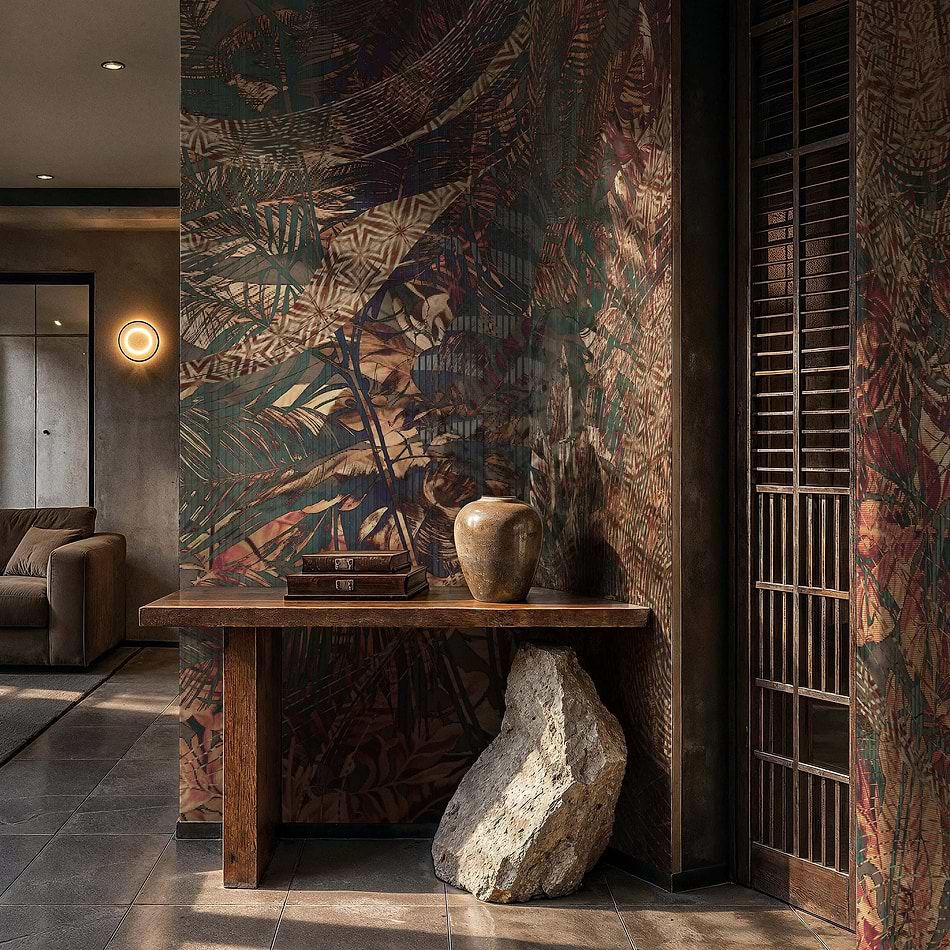 Floral Silence behang in T11095 van Tuskara — interieur