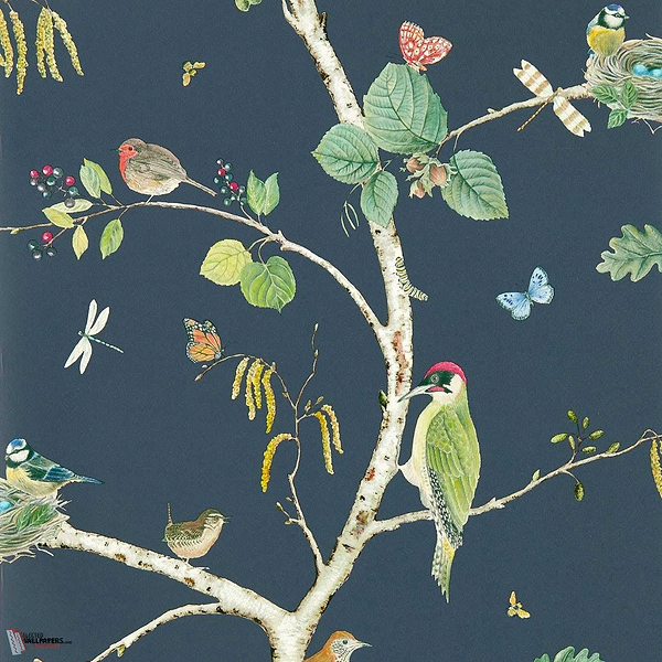 Woodland Chorus wallpaper in Charcoal van Sanderson
