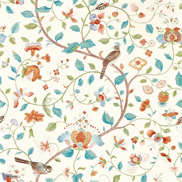 Aril's Garden-Wallpaper-Sanderson-Teal/Russet-Roll-217235-Selected Wallpapers