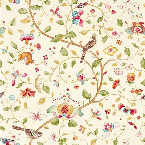 Aril's Garden-Wallpaper-Sanderson-Olive/Mulberry-Roll-217238-Selected Wallpapers