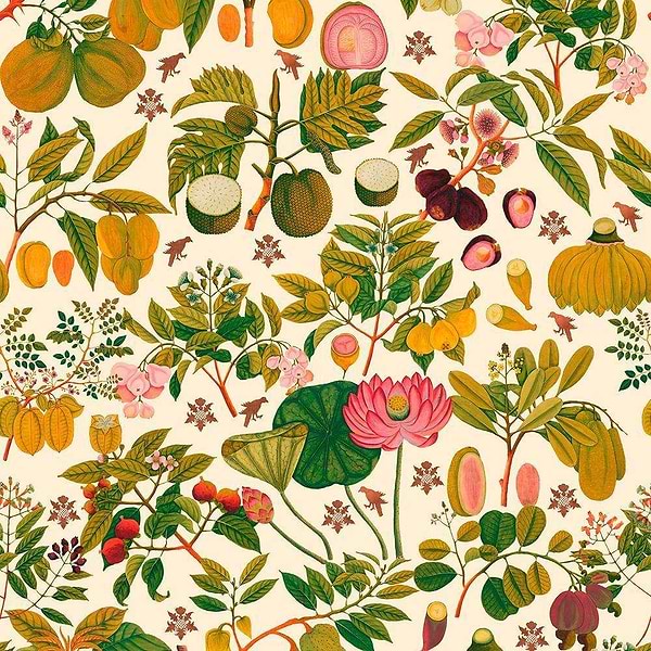 Asian Fruits and Flowers-Tapete-Mind the Gap-Licht-300 cm (standaard)-WP20315-Selected Wallpapers