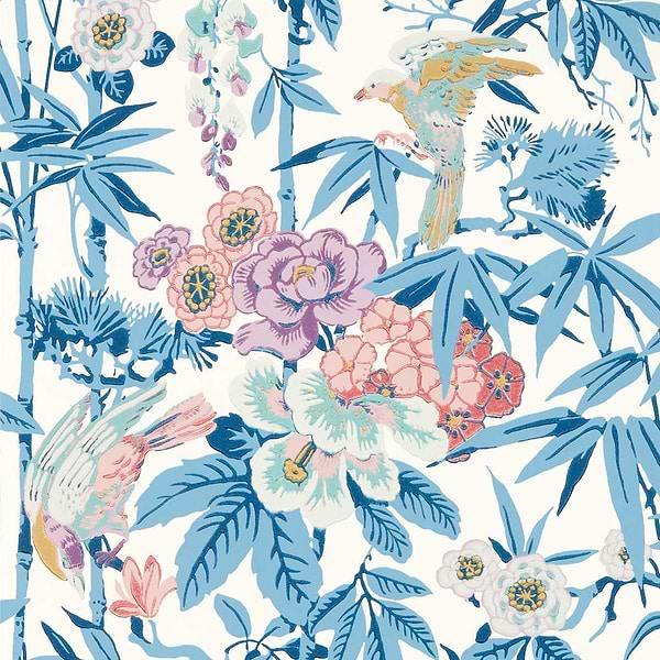Bamboo & Birds-Wallpaper-Sanderson-China Blue-Roll-217129-Selected Wallpapers
