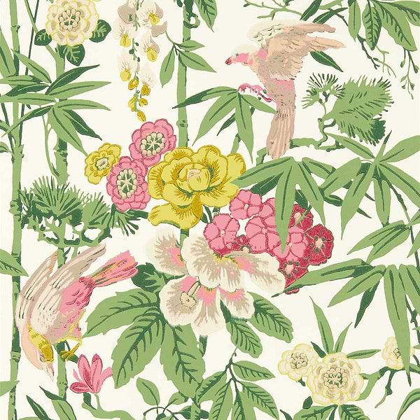 Bamboo & Birds-Wallpaper-Sanderson-Scallion Green-Roll-217130-Selected Wallpapers