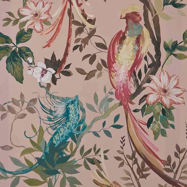 Bird Sonnet-Wallpaper-1838 wallcoverings-Blush Pink-Roll-2109-157-03-Selected Wallpapers