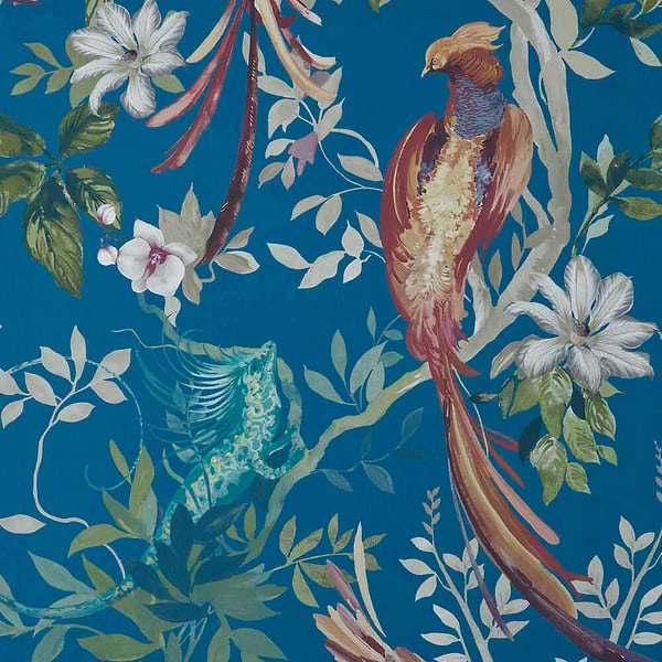Bird Sonnet-Wallpaper-1838 wallcoverings-Royal Blue-Roll-2109-157-04-Selected Wallpapers