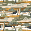 Cap Ferret-Wallpaper-Casamance-Cypres/Ocre-Roll-75870406-Selected Wallpapers