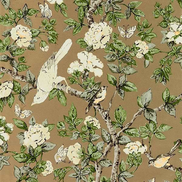 Caverley-Tapete-Sanderson-Gold Metallic/Garden Green-Rolle-217036-Selected Wallpapers