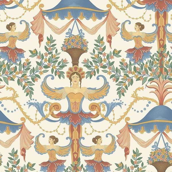 Chamber Angels-Tapete-Cole & Son-Cerulean Sky, Rouge & Marigold-Rolle-118/12028-Selected Wallpapers