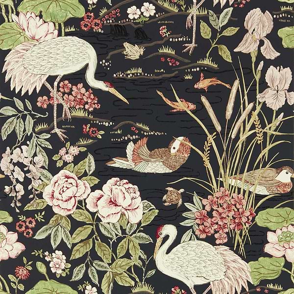 Crane & Frog-Behang-Sanderson-Ink Black-Rol-217123-Selected Wallpapers