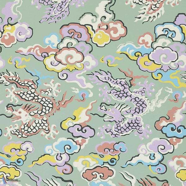 Dragons de Feu-Tapete-Pierre Frey-Celadon-Rolle-FP763002-Selected Wallpapers