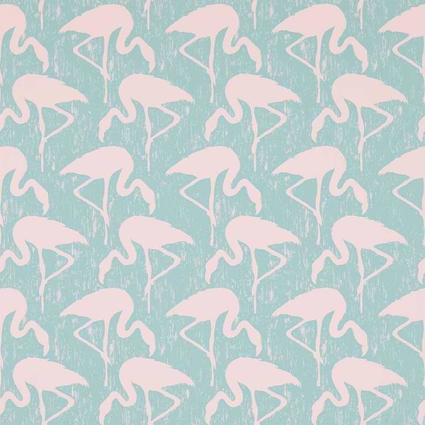 Flamingos-behang-Sanderson-Turquoise Pink-Rol-214569-Selected Wallpapers