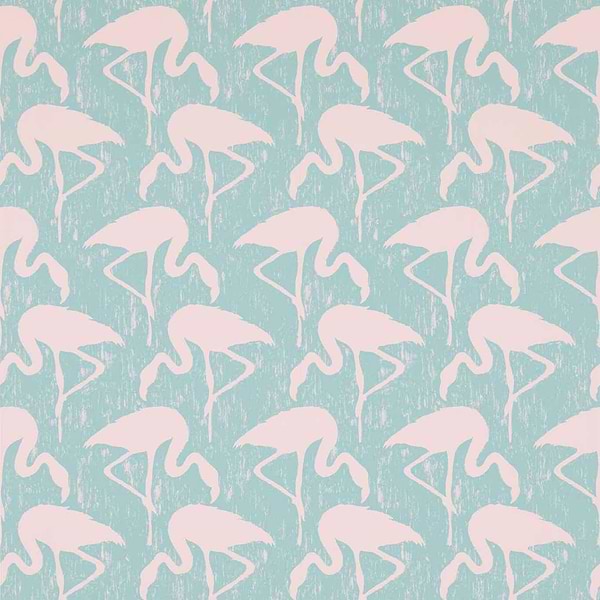 Flamingos-behang-Sanderson-Turquoise Pink-Rol-214569-Selected Wallpapers