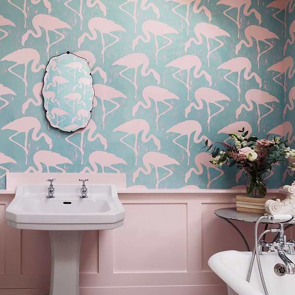 Flamingos-behang-Sanderson-Selected Wallpapers