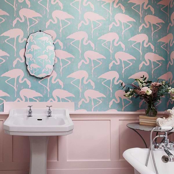 Flamingos-behang-Sanderson-Selected Wallpapers
