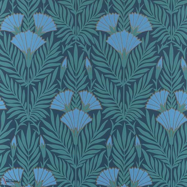 Floral Fanfare-Wallpaper-1838 wallcoverings-Cornflower Blue-Roll-2311-171-04-Selected Wallpapers