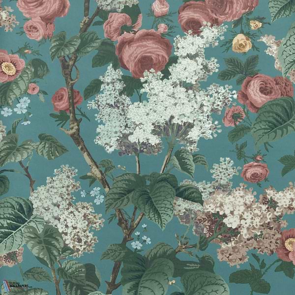 Floribunda-Wallpaper-1838 wallcoverings-Teal-Roll-2311-168-03-Selected Wallpapers