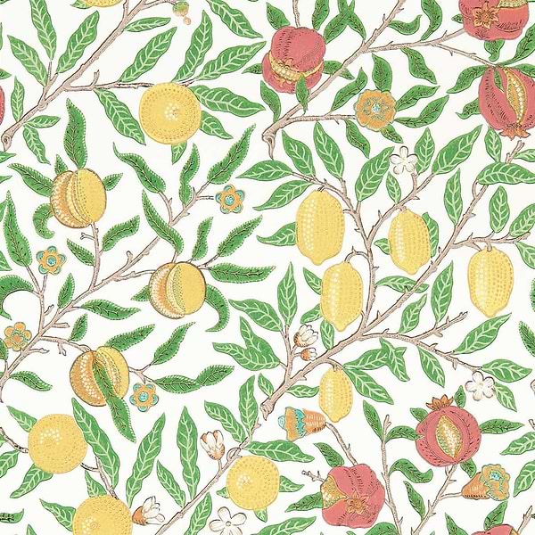 Fruit-Tapete-Morris & Co-Leaf Green / Madder-Rolle-217086-Selected Wallpapers