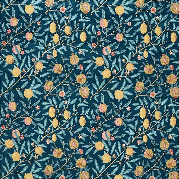 Fruit Velvet fabric-Morris & Co-Indigo/Slate-Meter (M1)-236924-Selected Wallpapers