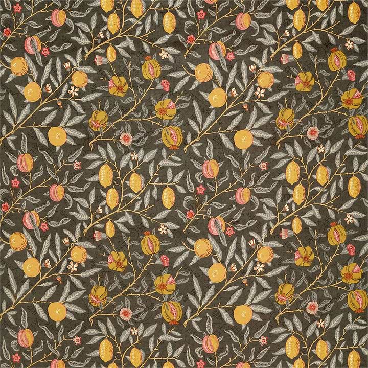 Fruit Velvet fabric-Morris & Co-Walnut/Bullrush-Meter (M1)-236926-Selected Wallpapers
