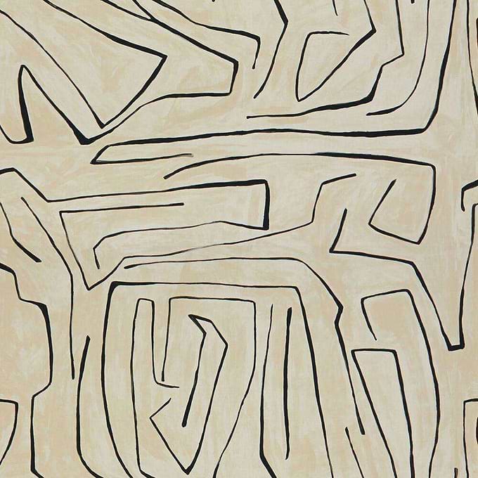 Graffito fabric-Kelly Wearstler-Linen/Onyx-Meter (M1)-GWF-3530.18-Selected Wallpapers