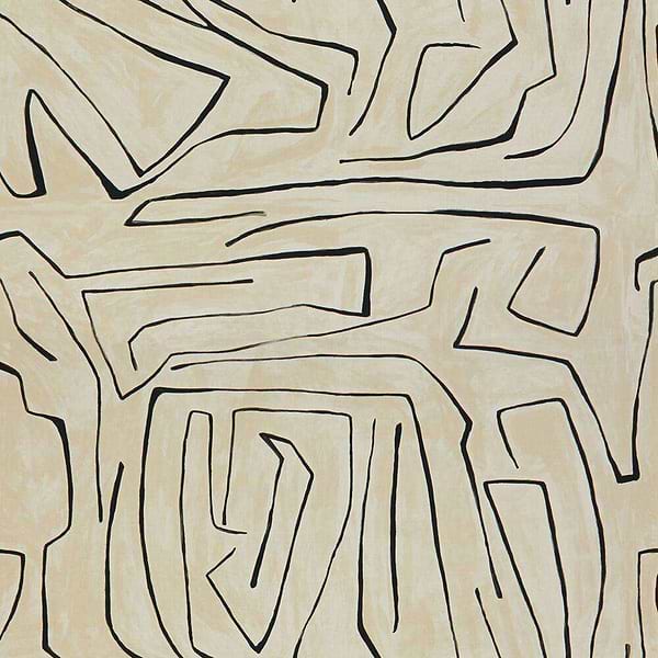 Graffito fabric-Kelly Wearstler-Linen/Onyx-Meter (M1)-GWF-3530.18-Selected Wallpapers
