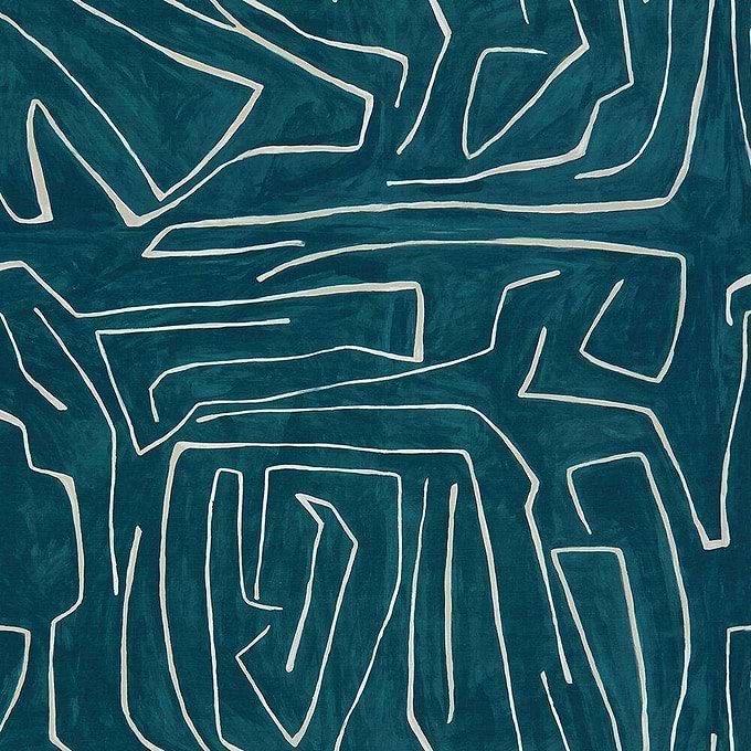 Graffito fabric-Kelly Wearstler-Teal/Pearl-Meter (M1)-GWF-3530.53-Selected Wallpapers