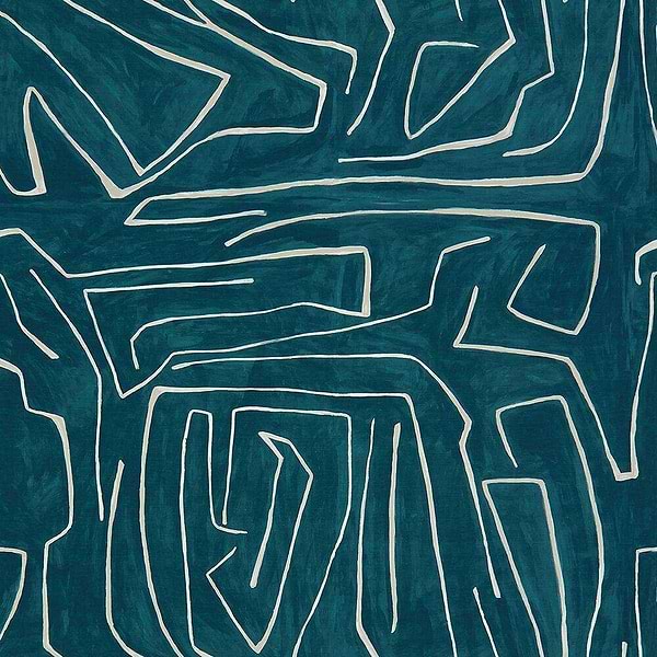 Graffito fabric-Kelly Wearstler-Teal/Pearl-Meter (M1)-GWF-3530.53-Selected Wallpapers