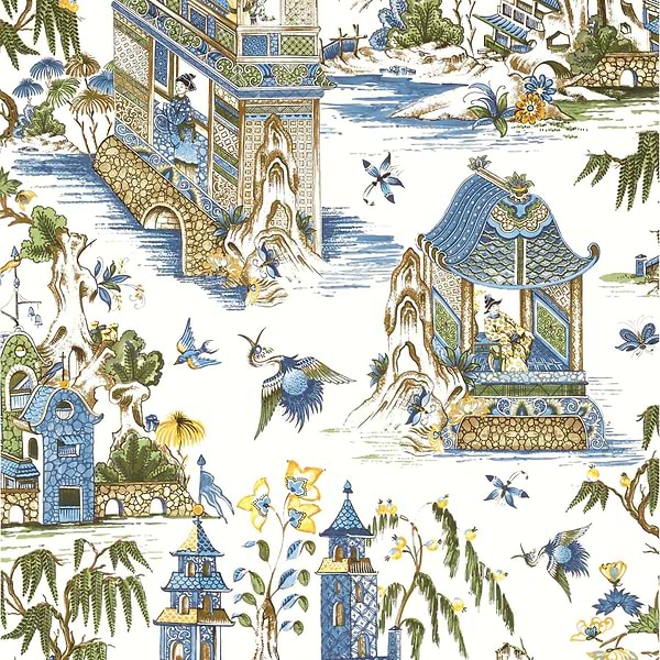Grand Palace-Wallpaper-Thibaut-Blue and Green-Roll-T13613-Selected Wallpapers