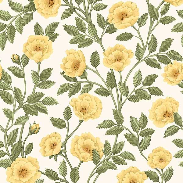 Hampton Roses-Tapete-Cole & Son-Marigold & Olive Green-Rolle-118/7015-Selected Wallpapers