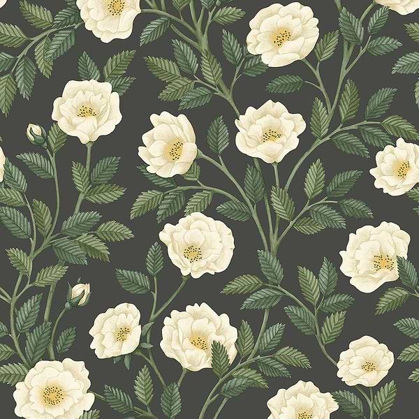 Hampton Roses-Tapete-Cole & Son-Cream & Forest Green-Rolle-118/7016-Selected Wallpapers