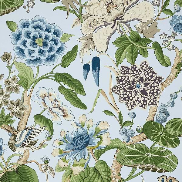 Hill Garden-Wallpaper-Thibaut-Spa Blue-Roll-T13654-Selected Wallpapers